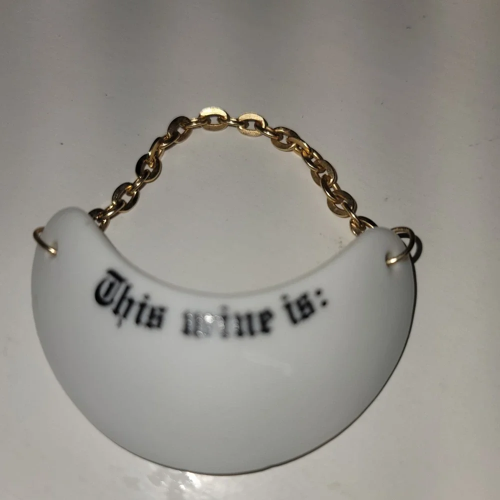 Stafford Japan Vintage Porcelain Wine Decanter Label White Gold Gothic Font